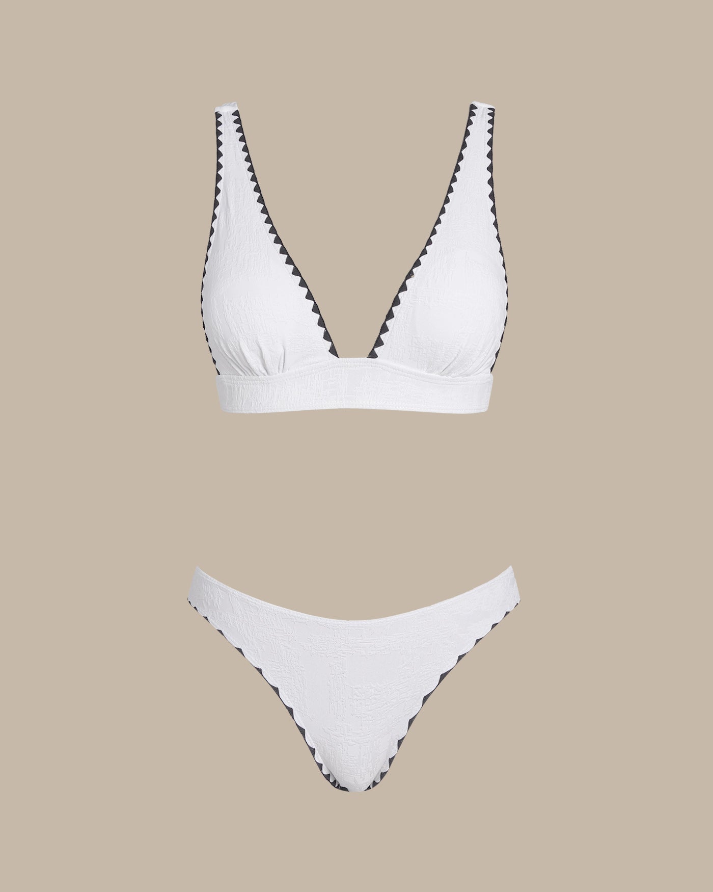 White Triangle Bikini Set with Contrast in X