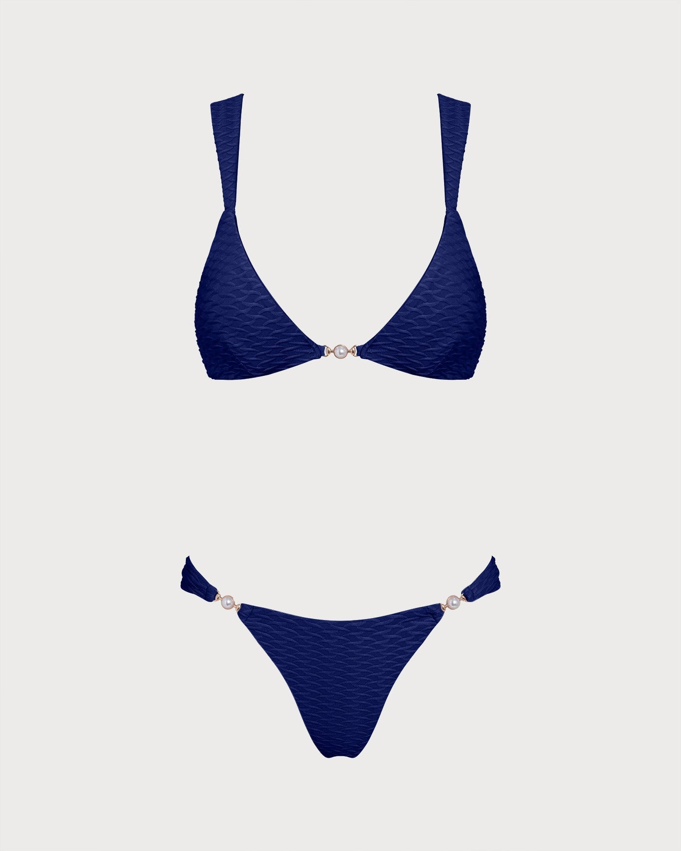 Textured Triangle Bikini Set in Royal Blue