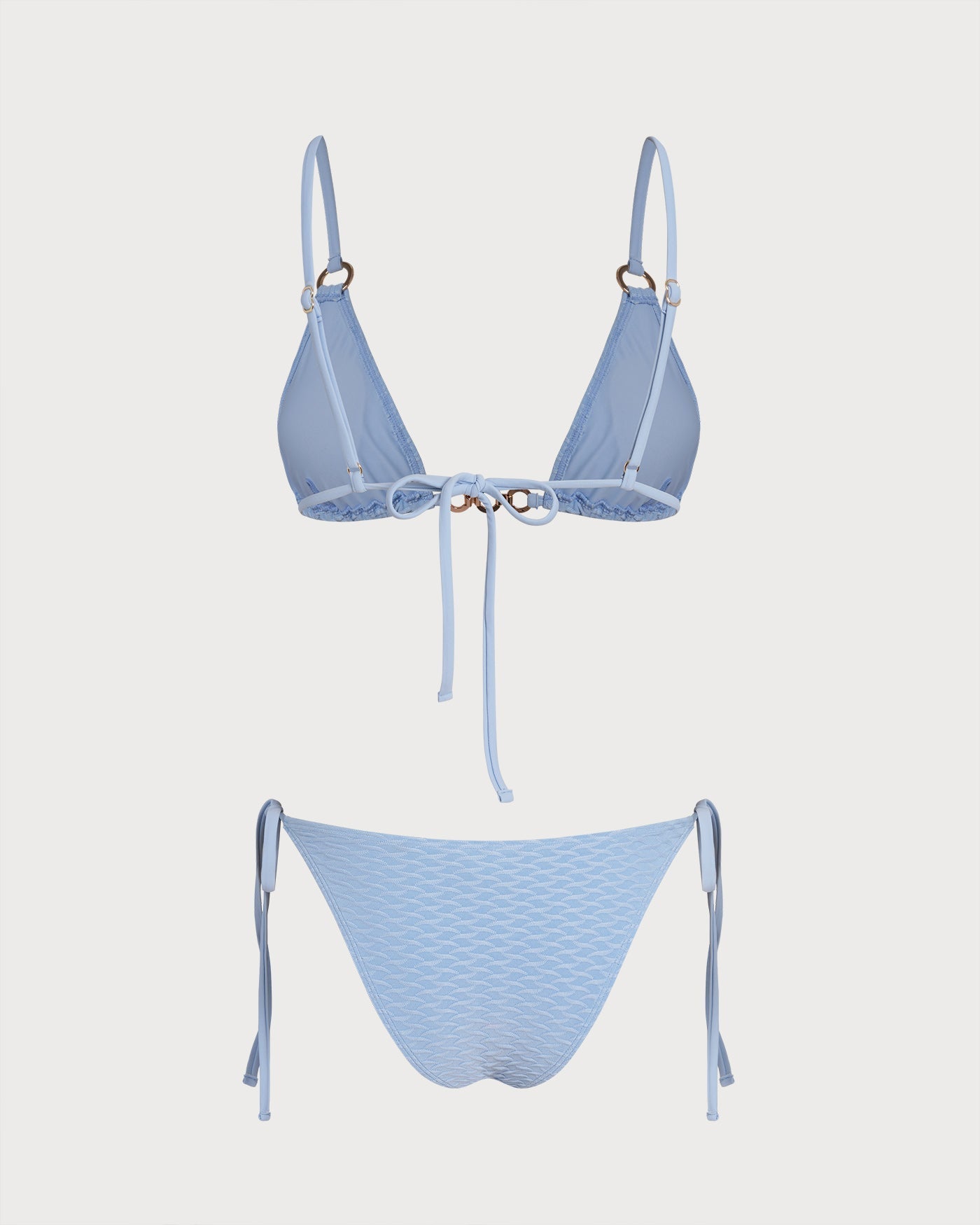 Triangle Bikini Set with O-Ring and V-Neck in Blue