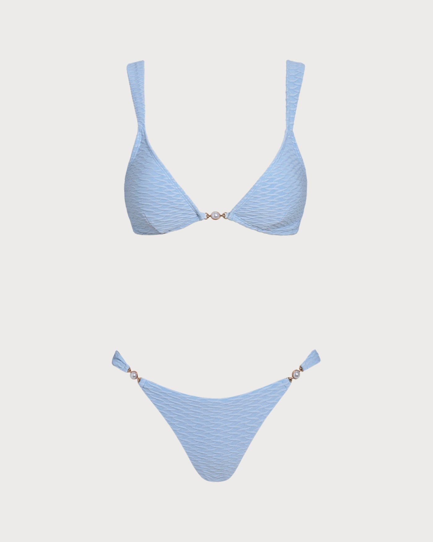 Textured Triangle Bikini Set in Blue
