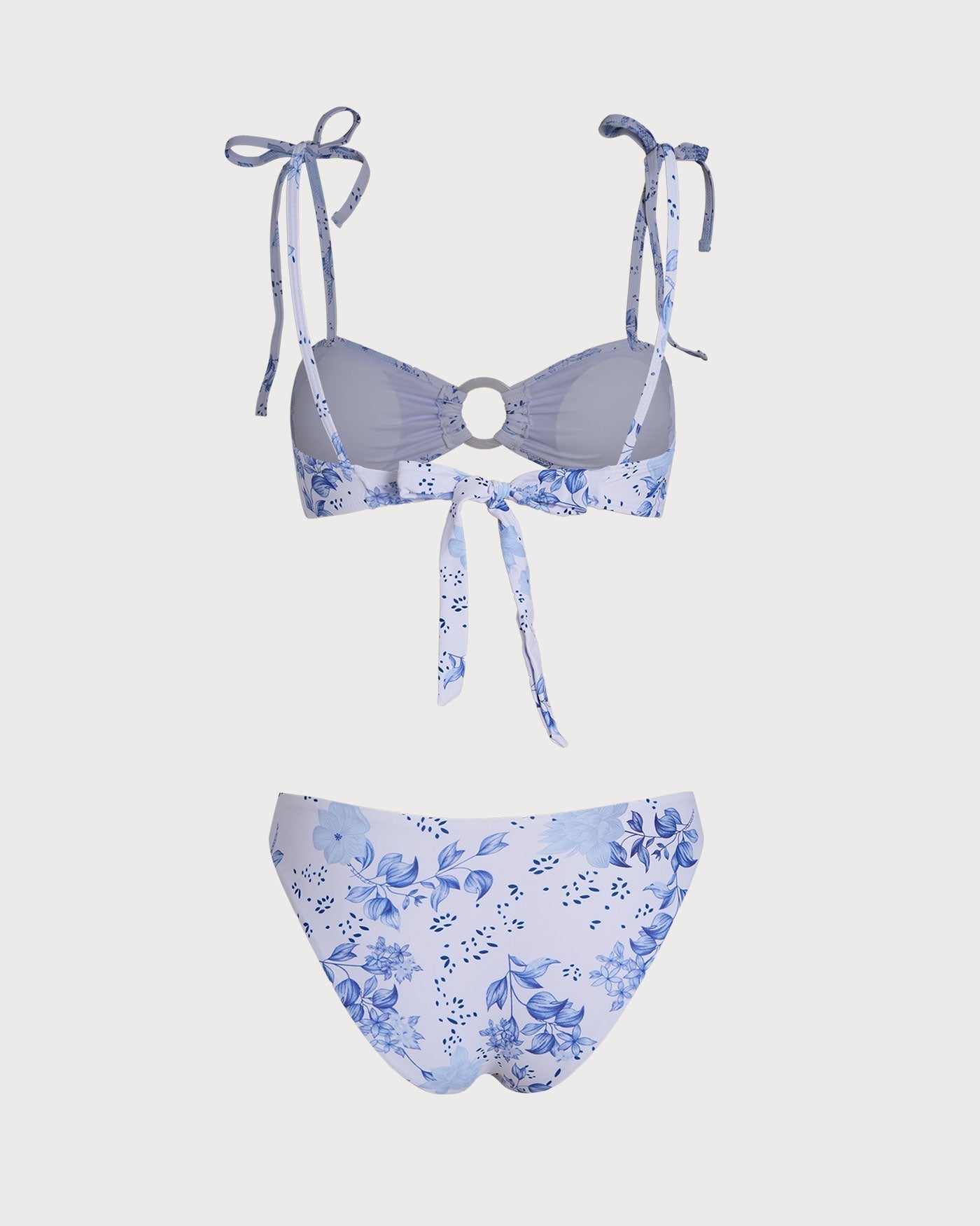Triangle Bikini Set with White Flower Straps