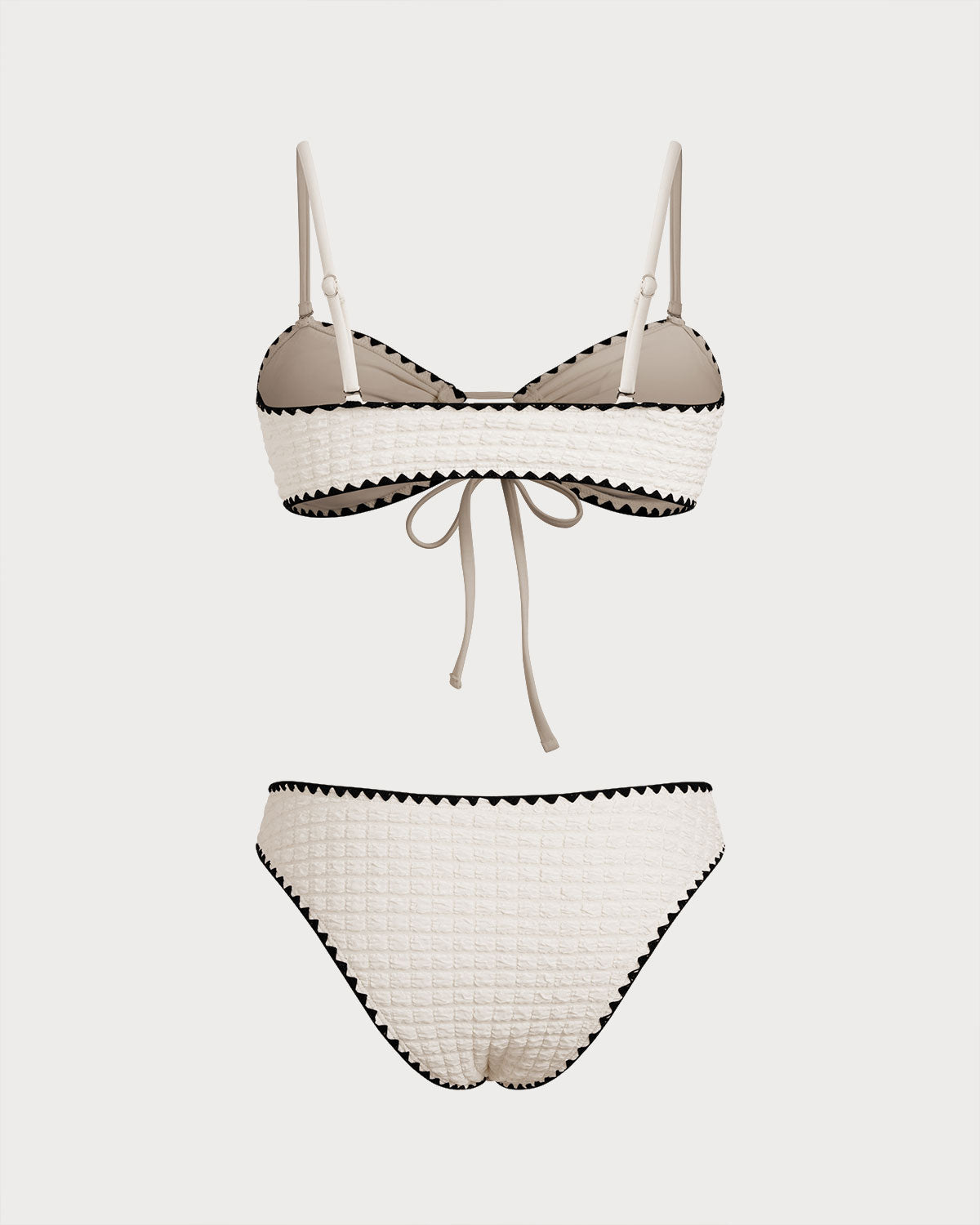 Contrasting White Bandeau Bikini Set