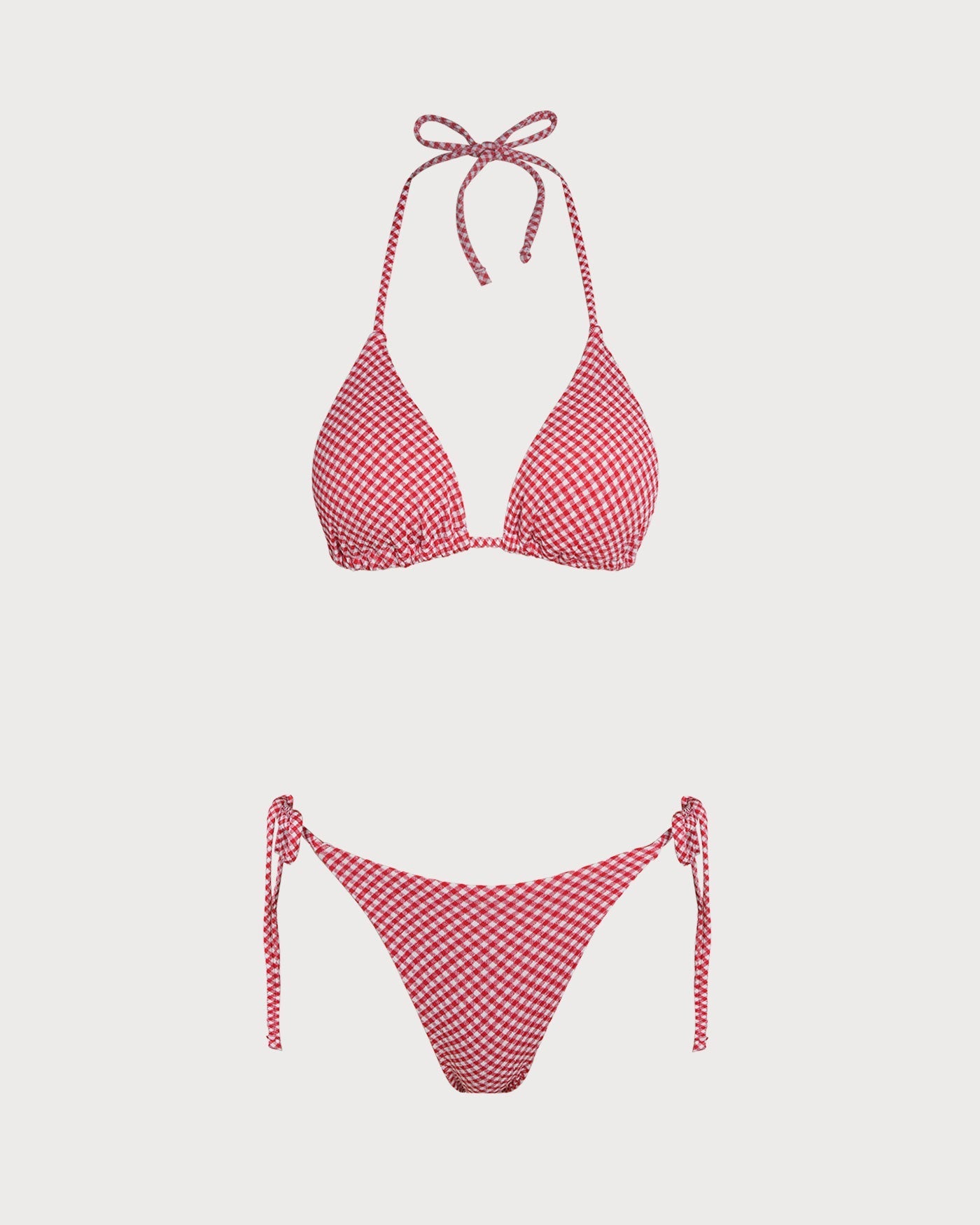 Red Checkered Triangle Bikini Set