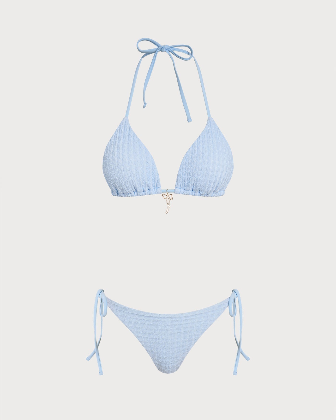 Triangle Bikini Set with Straps and Blue Cord