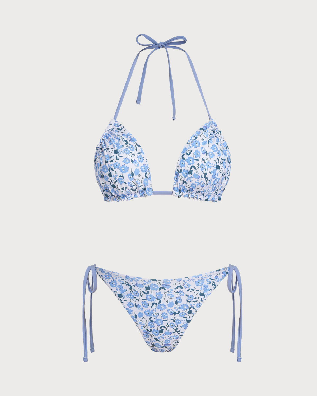 Floral Blue Triangle Bikini Set