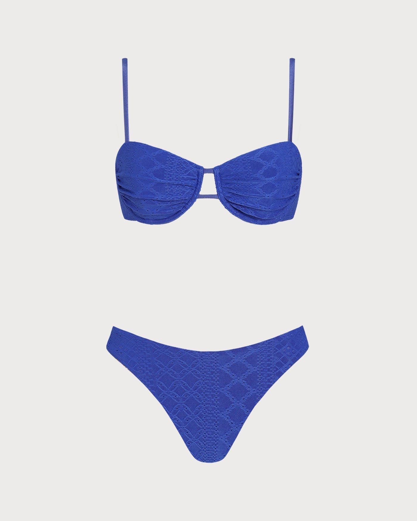 Bikini Set with Underwire and Textured Lace in Blue