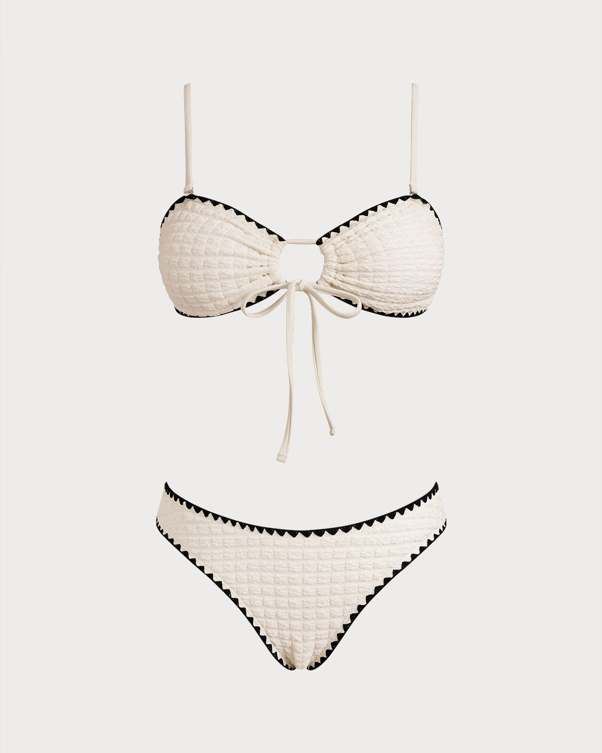 Contrasting White Bandeau Bikini Set