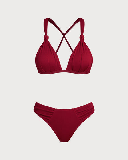 Red Ruffled Bikini Set
