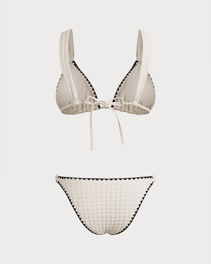 White Bikini Set with Contrasting Triangle