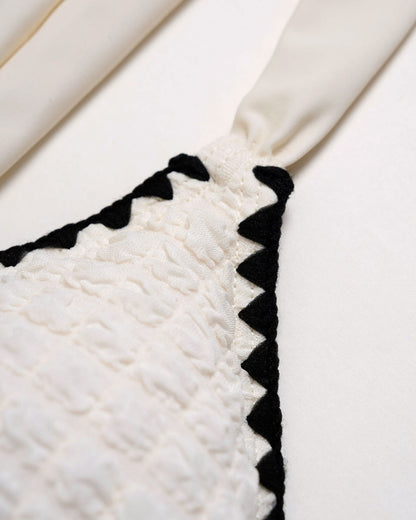 White Bikini Set with Contrasting Triangle