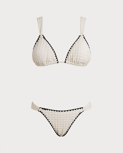White Bikini Set with Contrasting Triangle