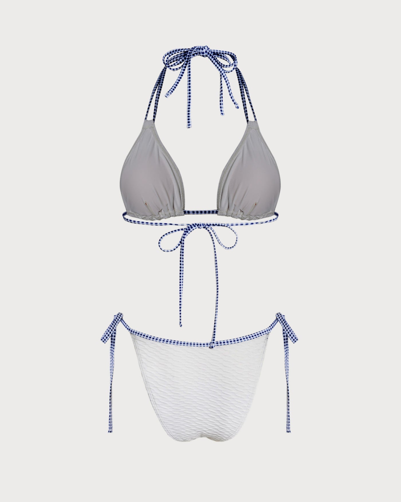 White Triangle Bikini Set with Contrasting Halter