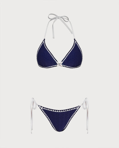 Triangle Bikini Set with Blue Strings