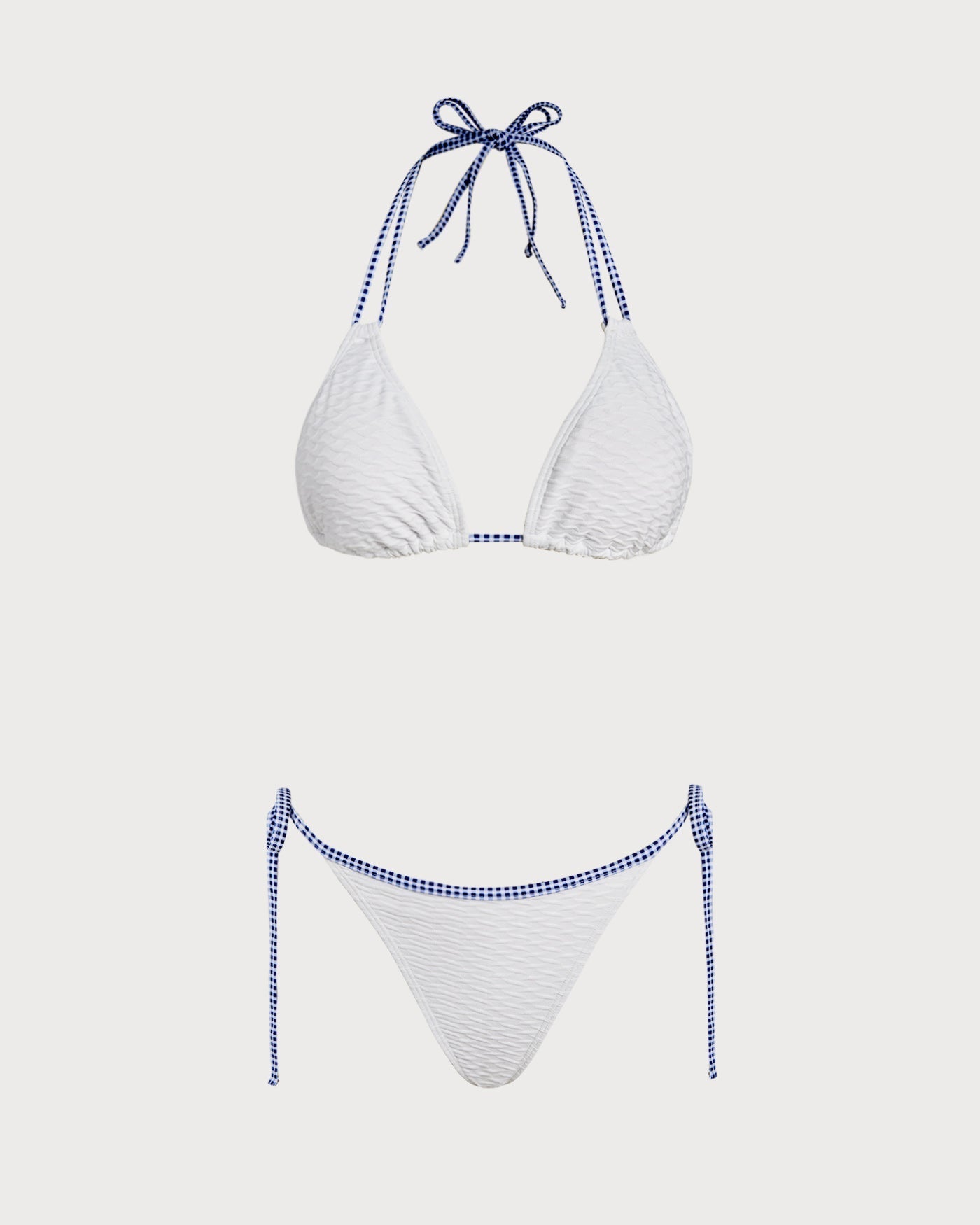 White Triangle Bikini Set with Contrasting Halter
