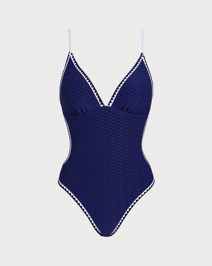 Blue X Cross Bralette One-Piece Swimsuit