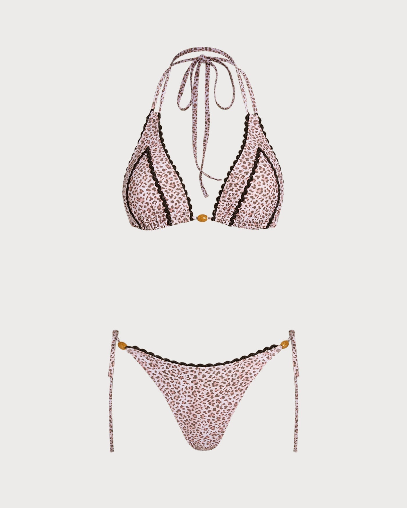 Halter Leopard Print Bikini Set