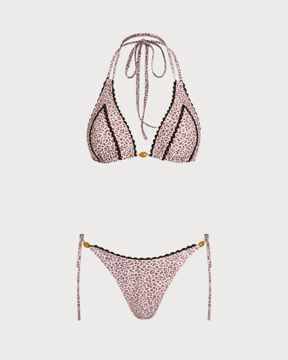 Halter Leopard Print Bikini Set