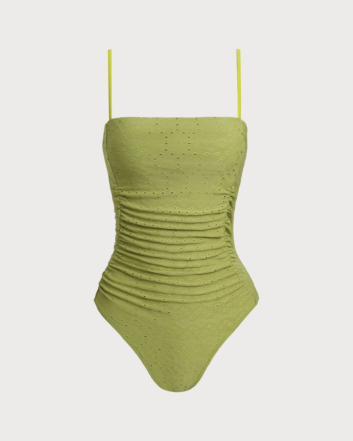 Green Jacquard Bralette One-Piece Swimsuit