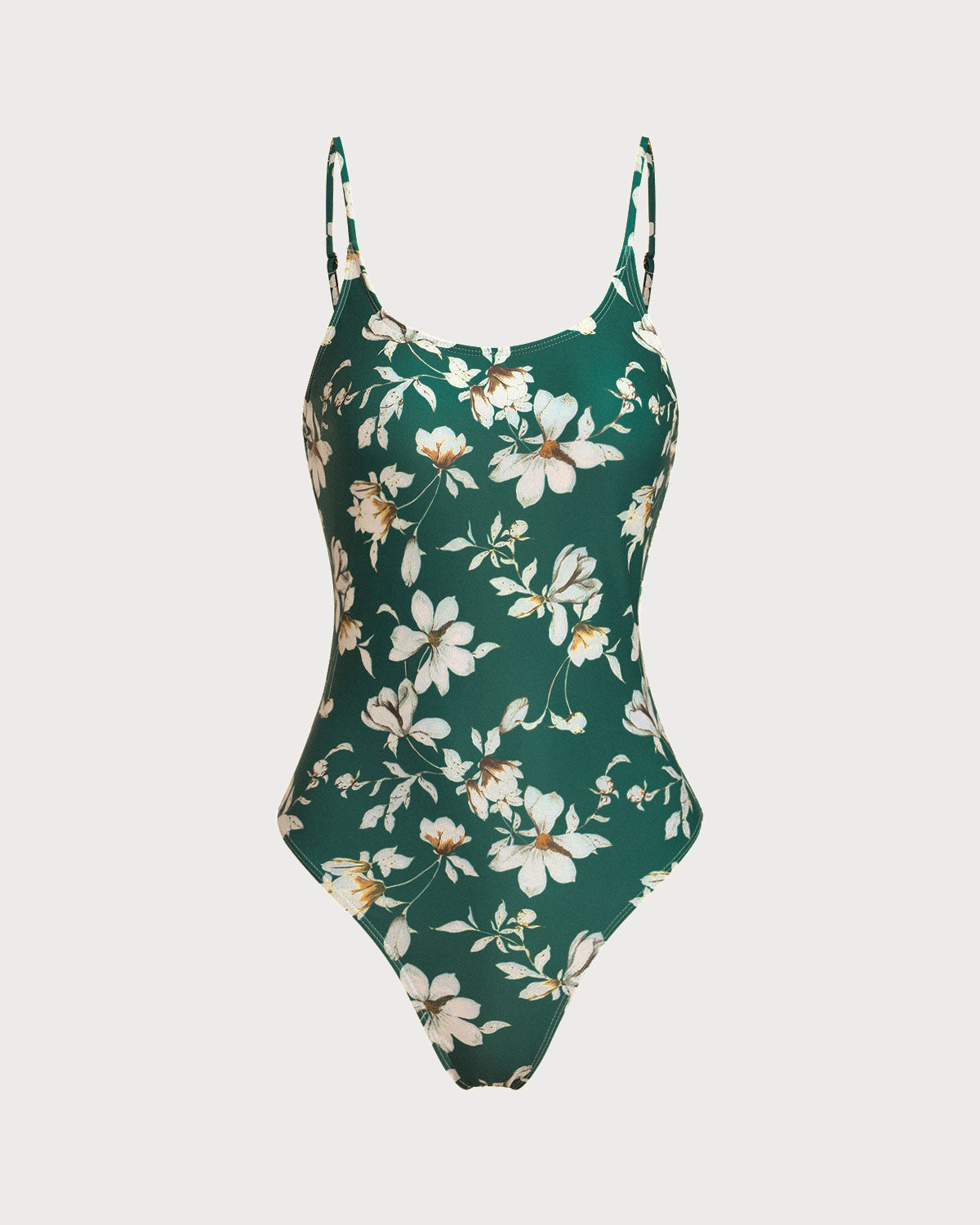 Green Floral Backless Swimsuit