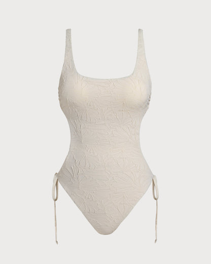 Textured One-Piece Swimsuit Off White