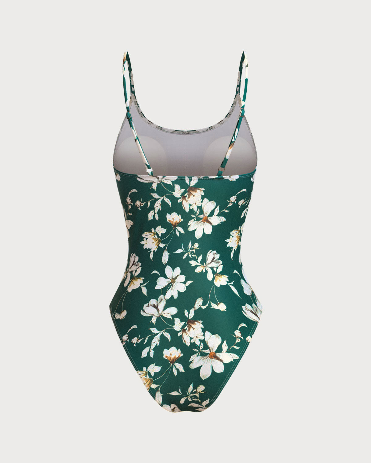 Green Floral Backless Swimsuit