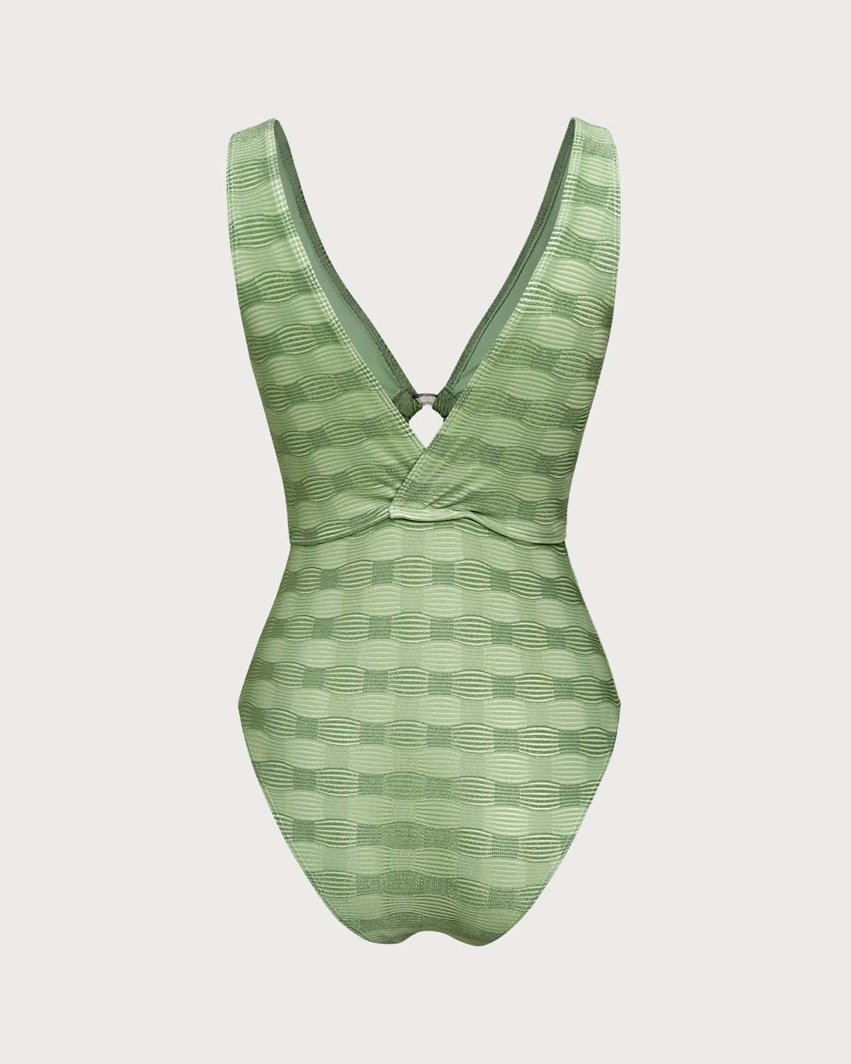 Textured Green One-Piece Swimsuit with O-Ring