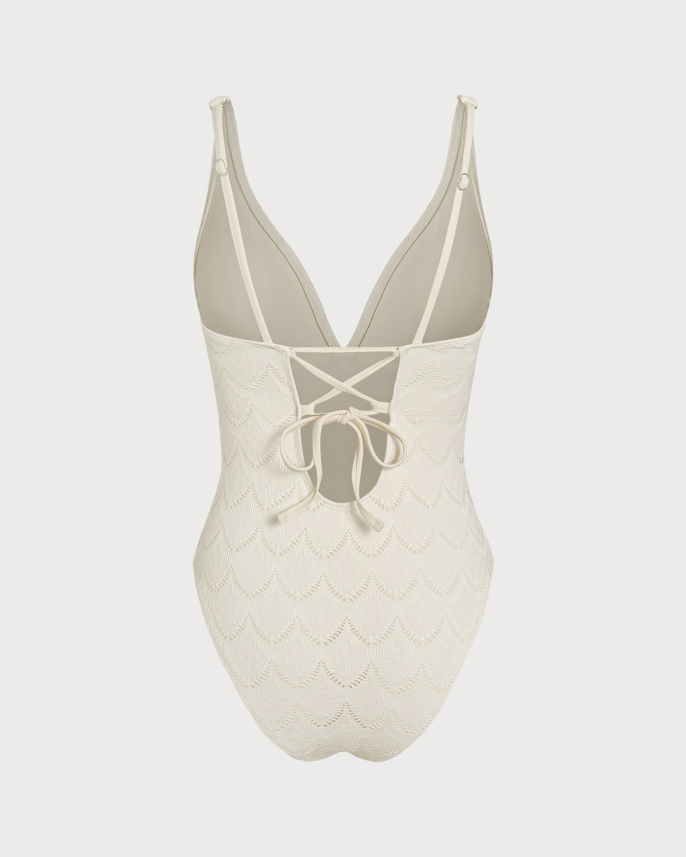 Textured Off White Bralette One-Piece Swimsuit