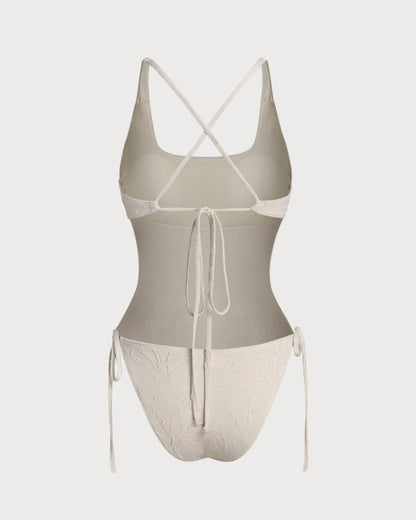 Textured One-Piece Swimsuit Off White