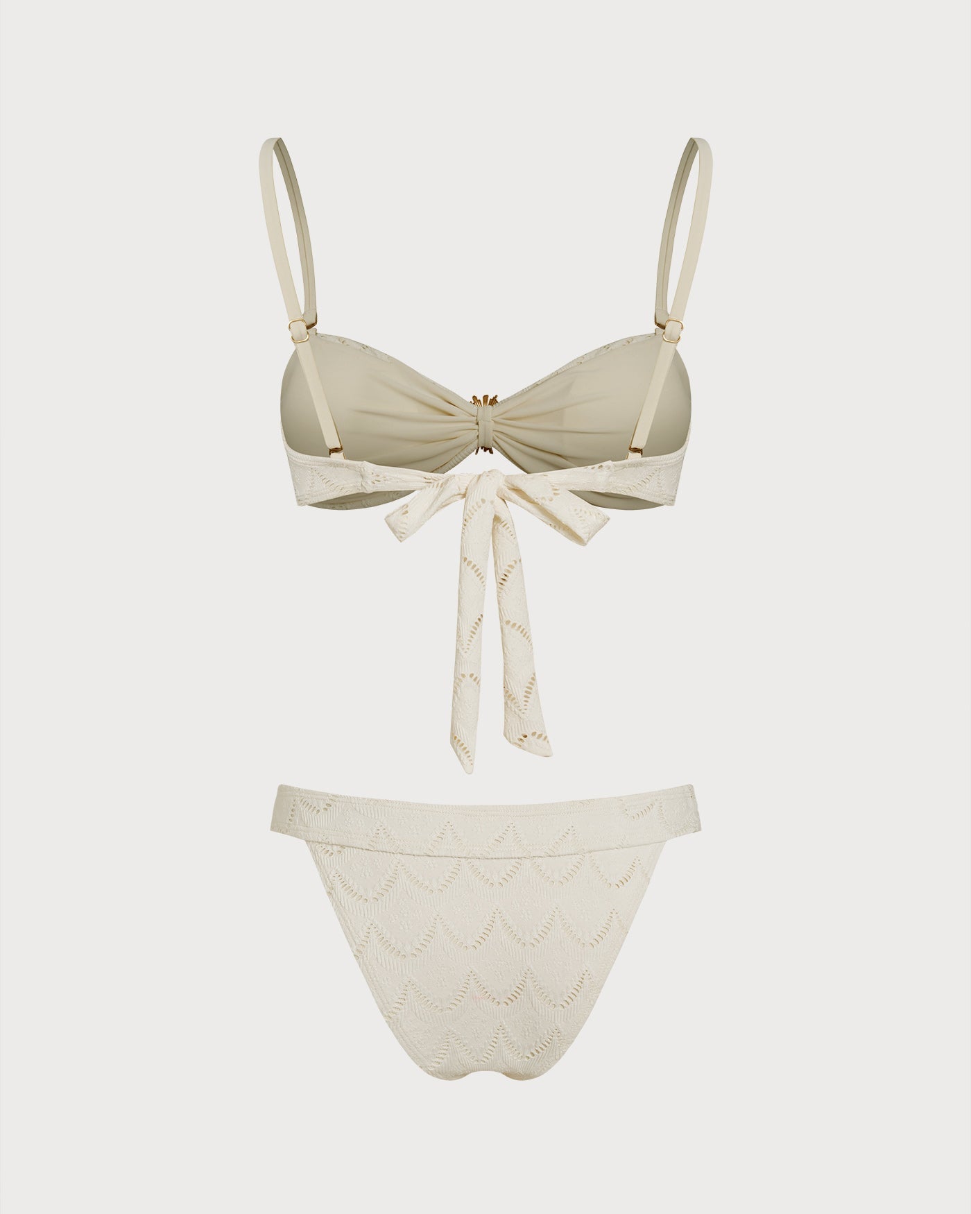 Bandeau Bikini Set with Drawstring Off White