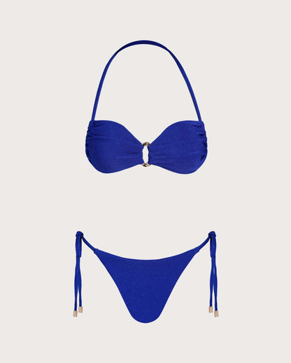 Bandeau Bikini Set with O-Ring Blue