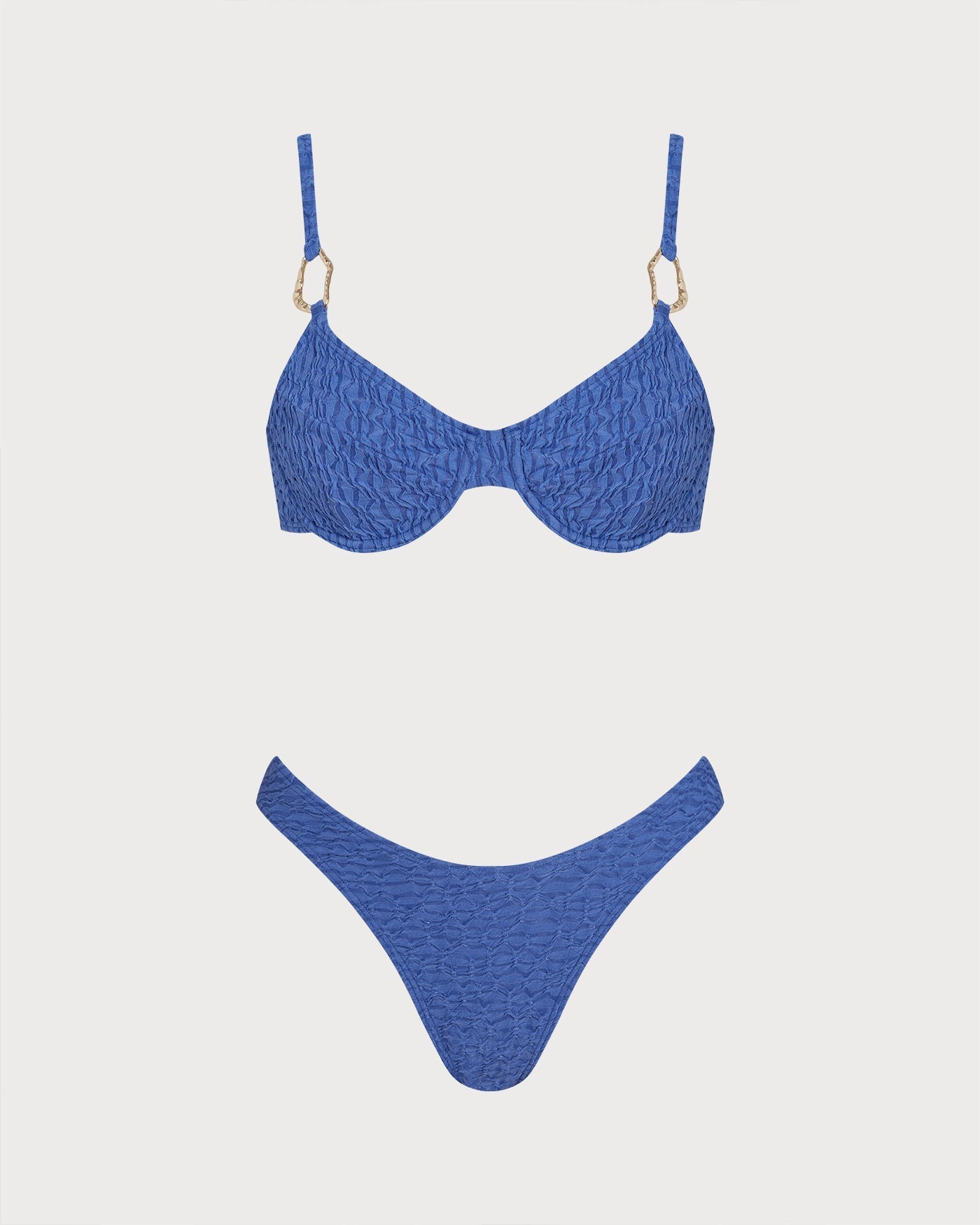 Textured Bikini Set in Light Blue