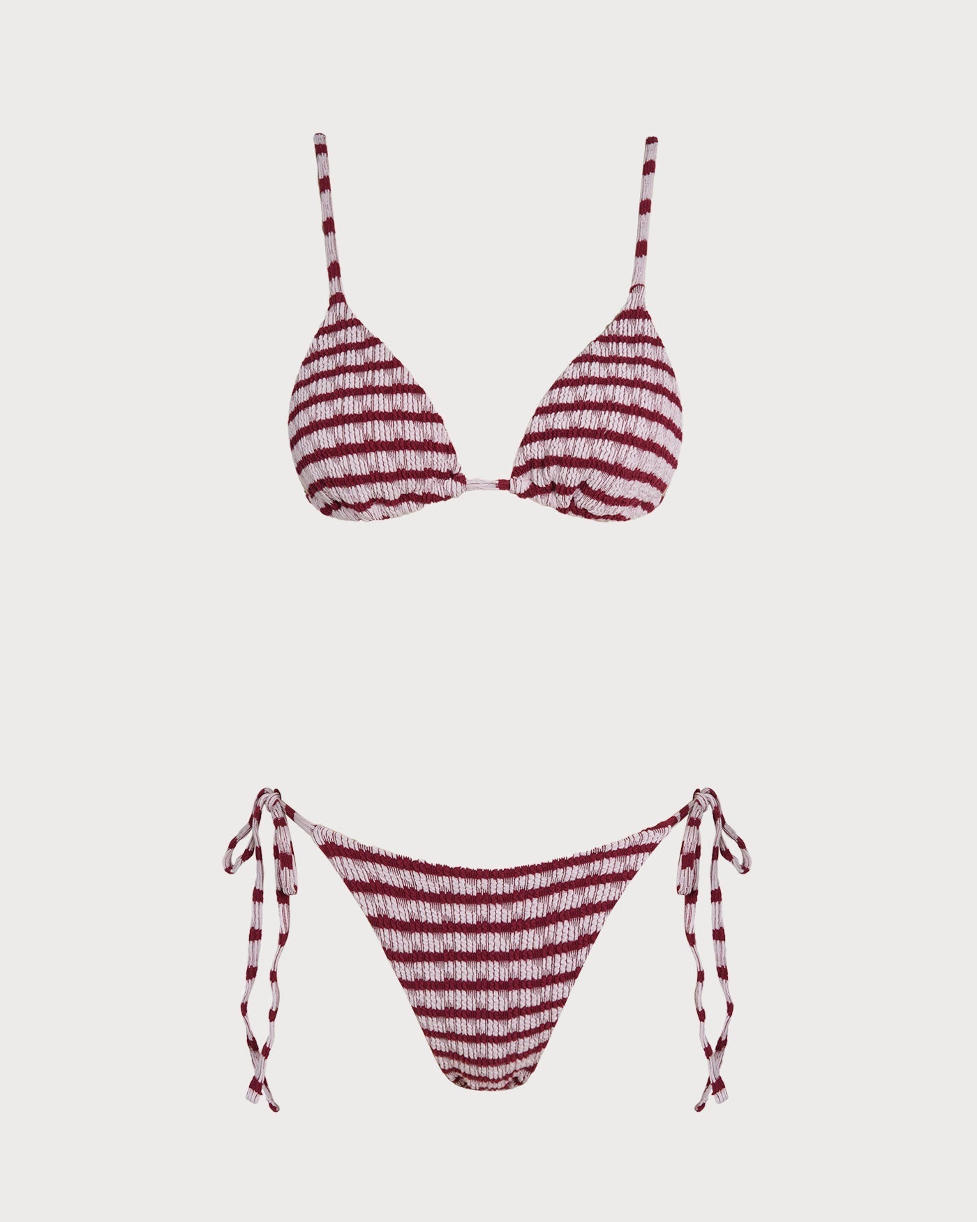 Red Striped Triangle Bikini Set
