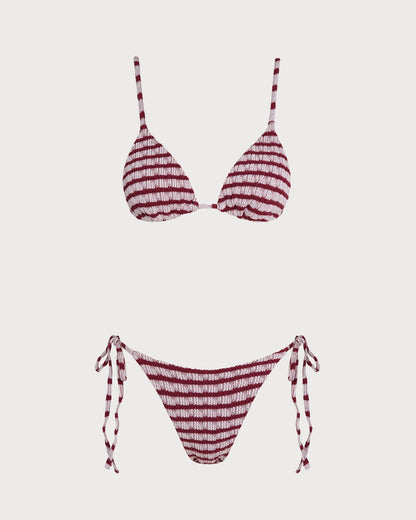 Red Striped Triangle Bikini Set