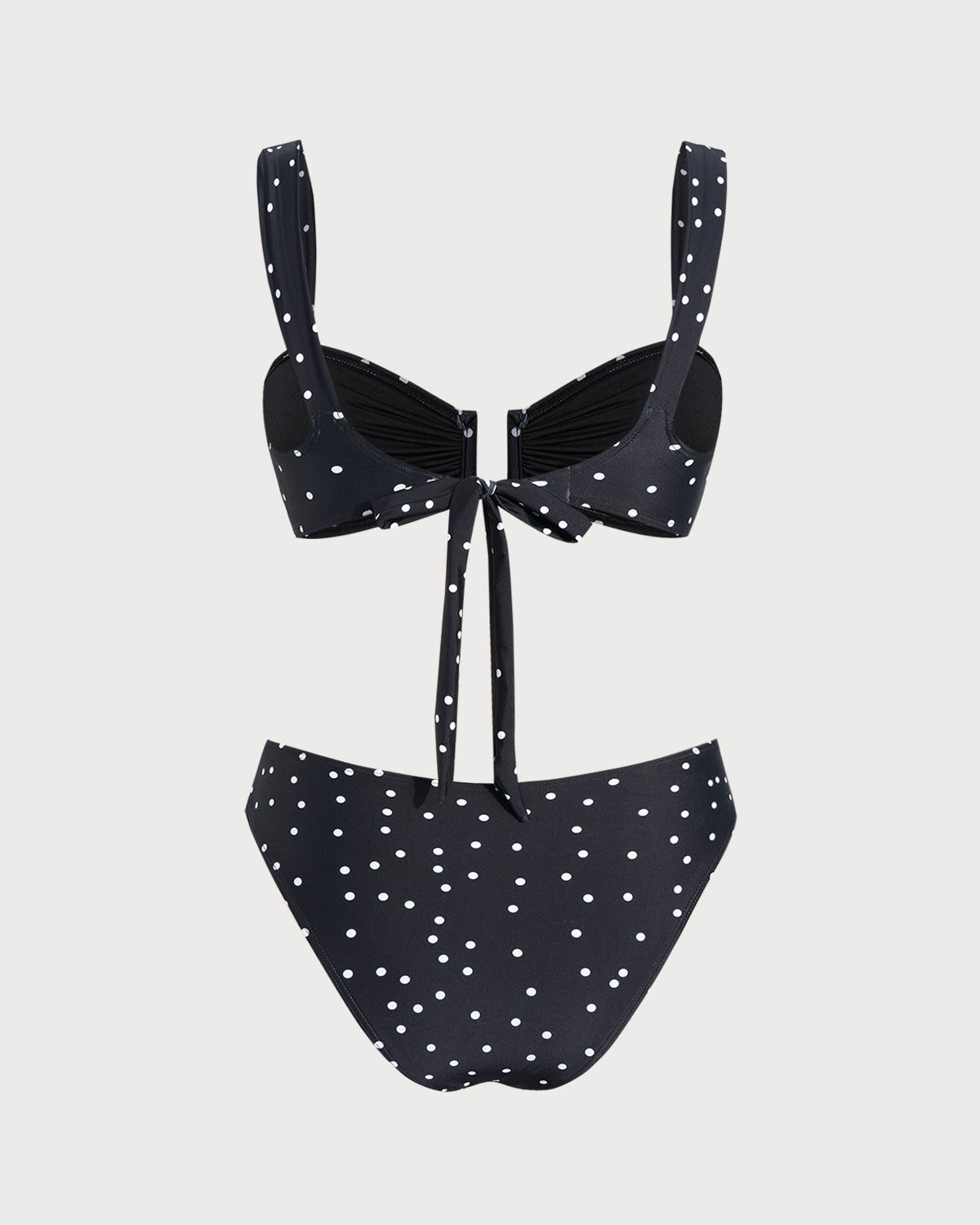 Bandeau Bikini Set with Black Polka Dots