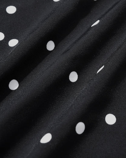 One-Piece Swimsuit with Black Polka Dots
