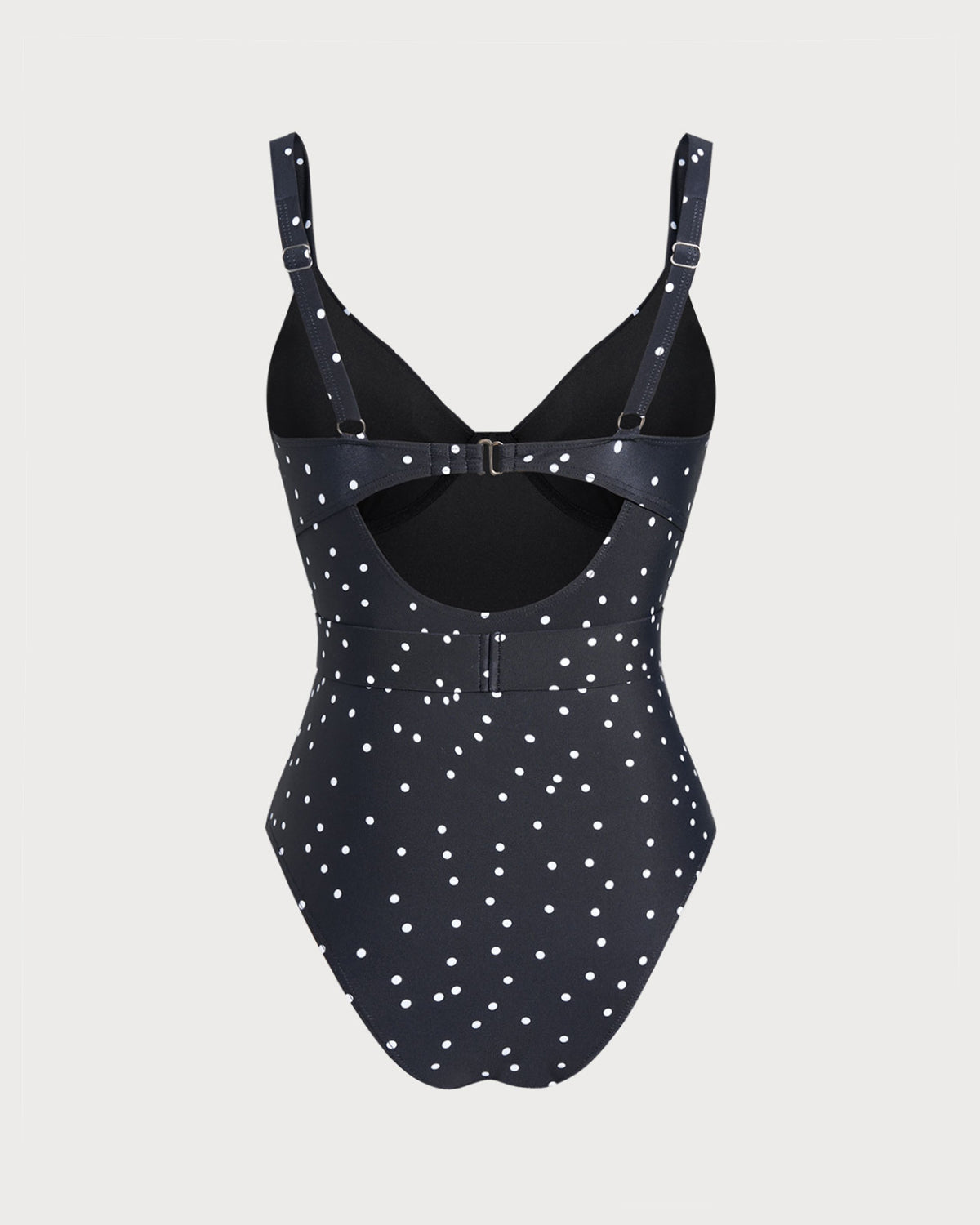 One-Piece Swimsuit with Black Polka Dots