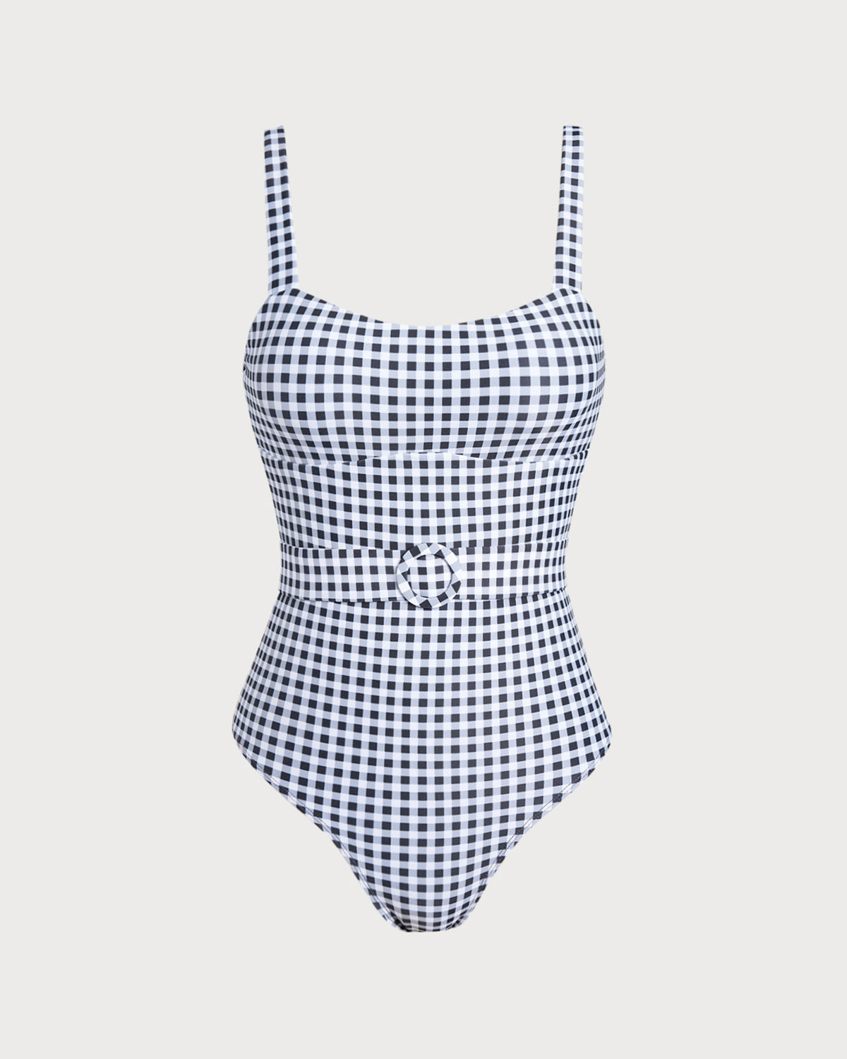 One-Piece Black Checkered Swimsuit