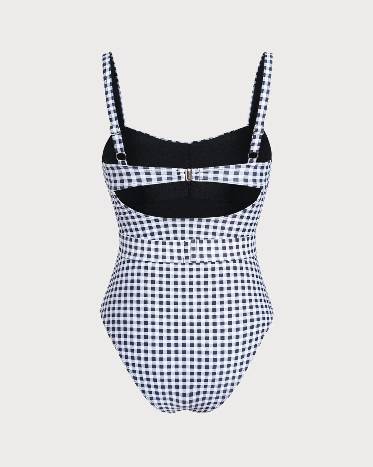One-Piece Black Checkered Swimsuit
