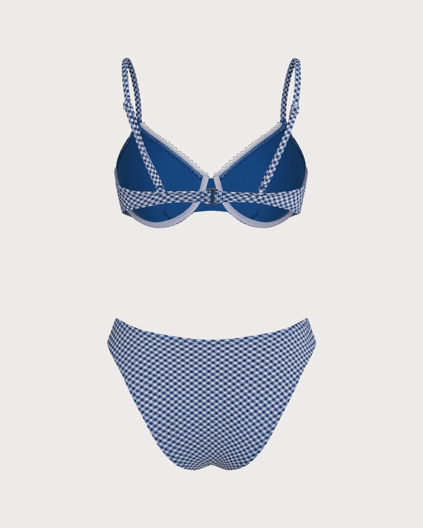 Blue Checkered Underwire Bikini Set