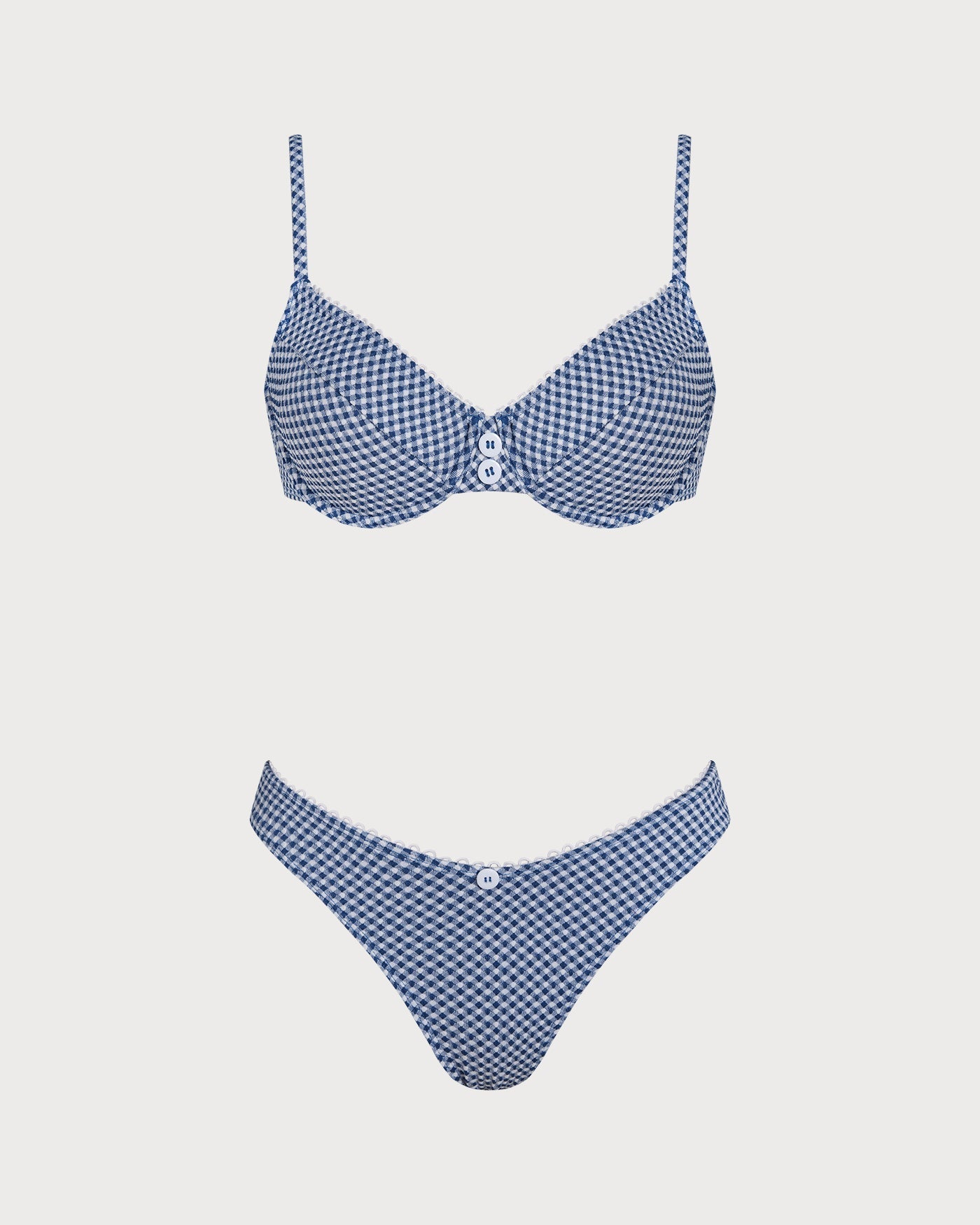 Blue Checkered Underwire Bikini Set