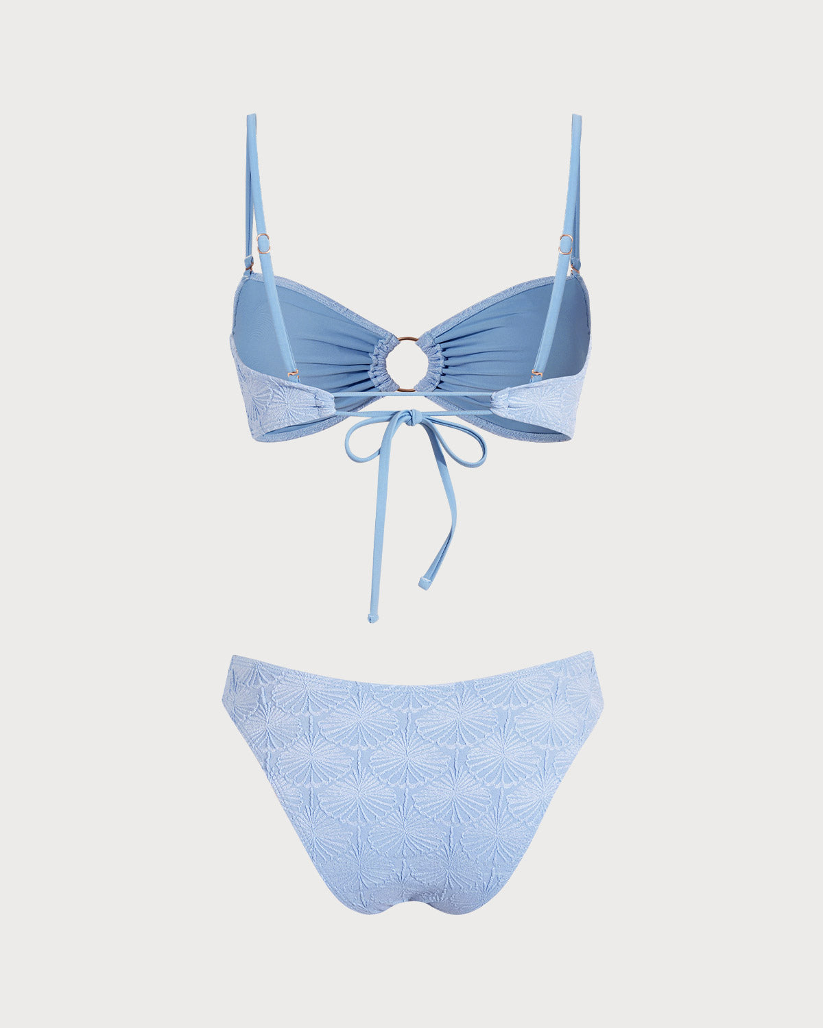 Blue Jacquard Bikini Sets with Cut