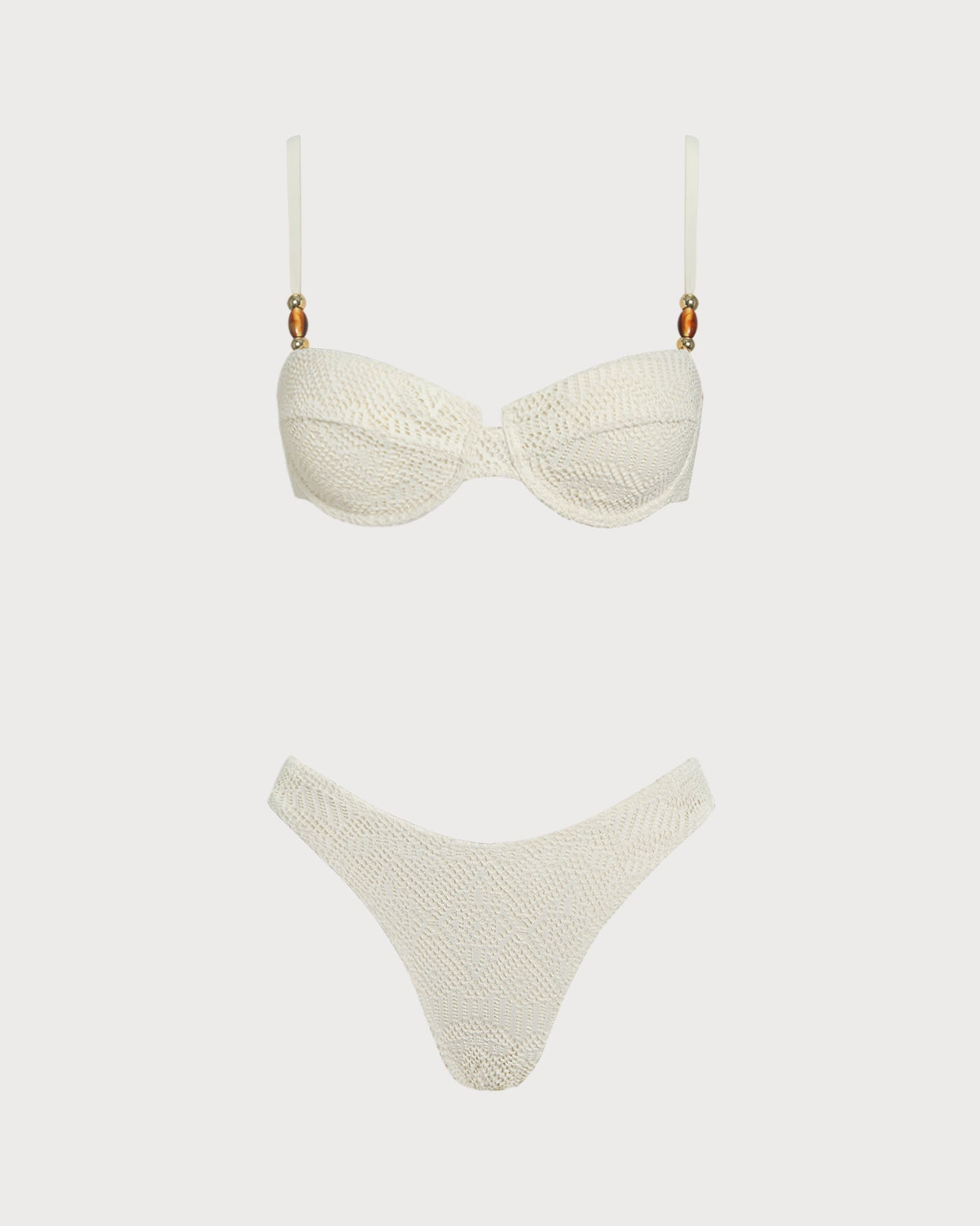 Three-Piece Set with Textured Rings in White