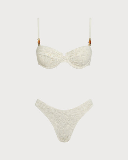 Three-Piece Set with Textured Rings in White