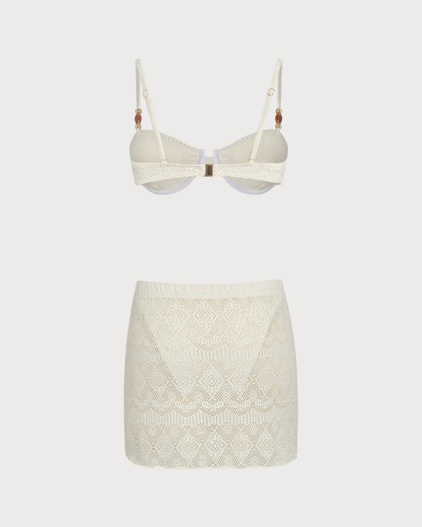 Three-Piece Set with Textured Rings in White