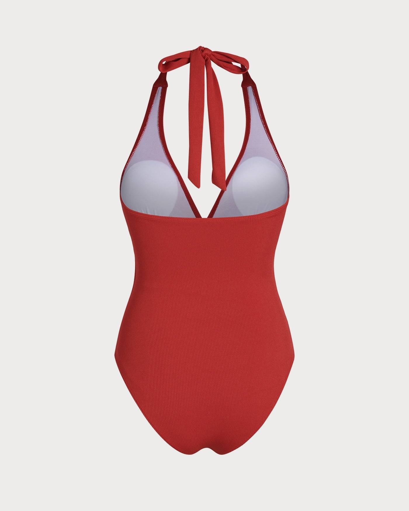Red Triangle Halter One-Piece Swimsuit