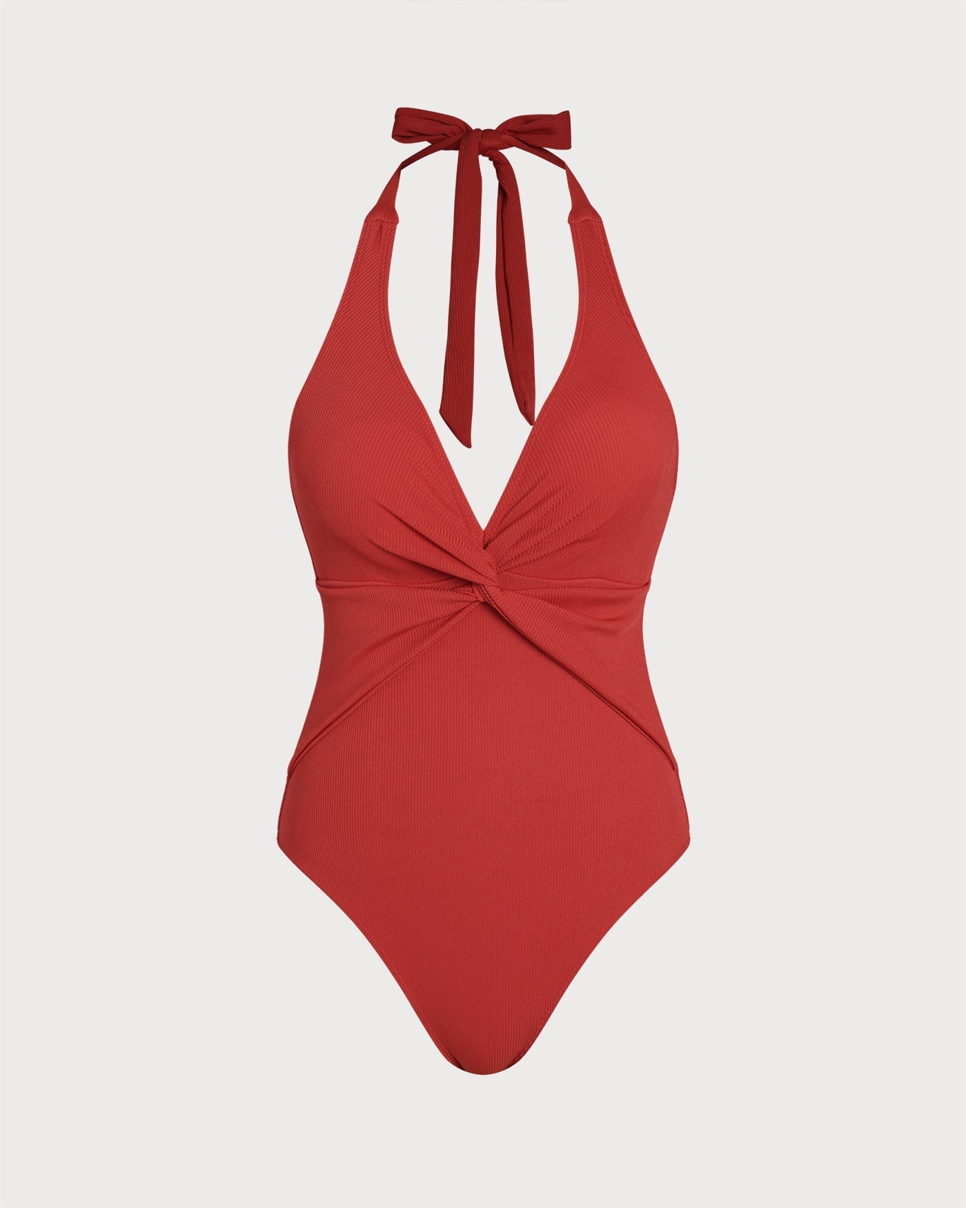 Red Triangle Halter One-Piece Swimsuit
