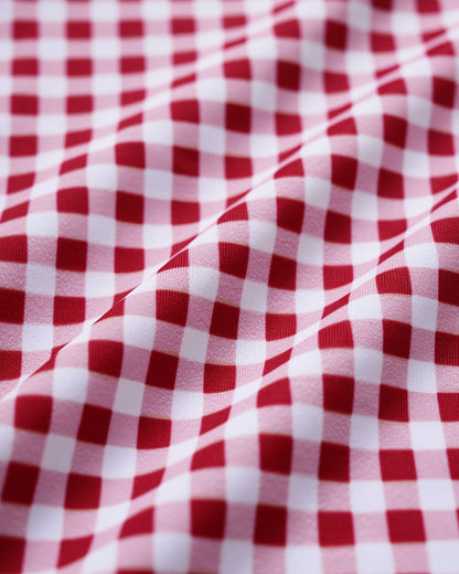 One-Piece Striped Swimsuit in Wine Red
