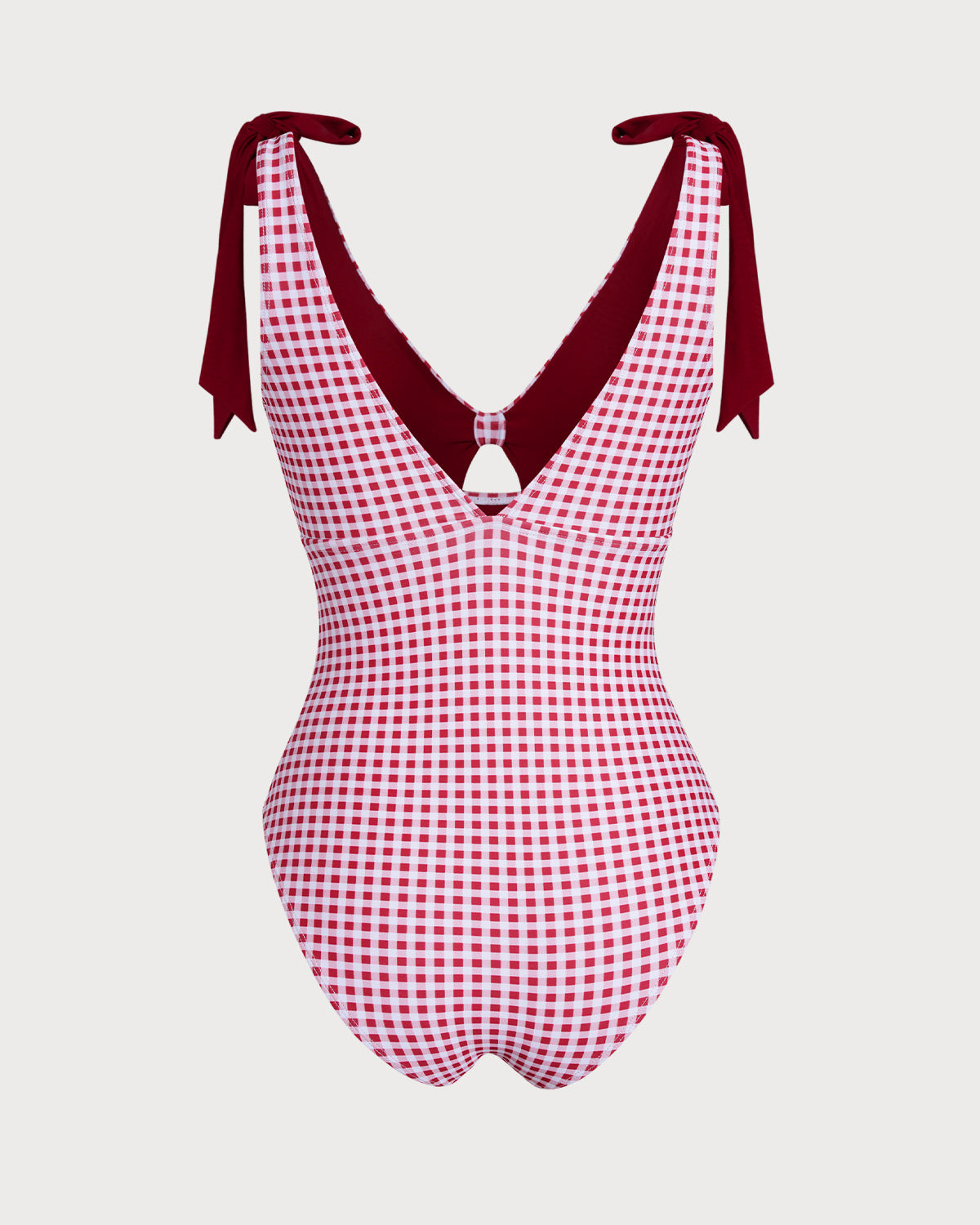 One-Piece Striped Swimsuit in Wine Red