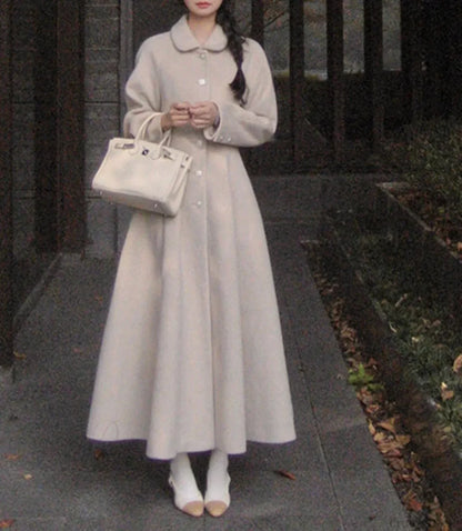 Wool Blends Luxury Chic Skirted Overcoat
